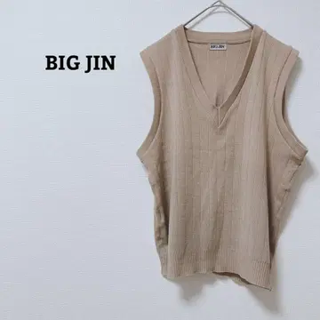 빅 진 니트 베스트 V넥 리브 레이어드 얇은 소재 스트레치