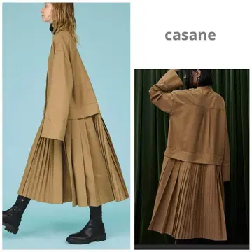2023aw casane 카사네 노카라 플리츠 원피스 카멜