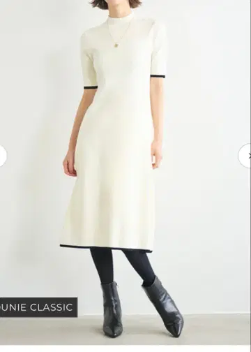 [ 미사용 새상품 ] 루니 바이컬러 악센트 니트 원피스