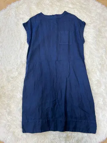 마린프랑세즈 네이비 프렌치 슬리브 원피스 데님 린넨