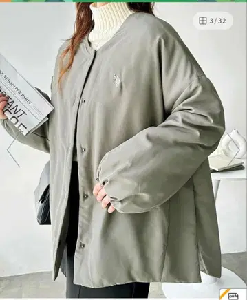 오버 사이즈 나일론 자켓 그레이