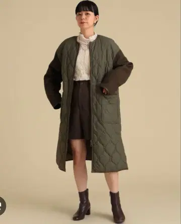 Ray BEAMS 퀼팅 롱 코트