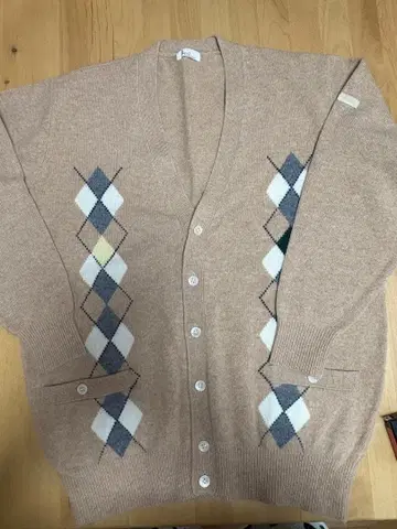 Papas 다이아몬드 패턴 가디건 베이지