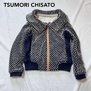 츠모리치사토 스노우 도트 블루종 보아 안감 플리스 물방울 M