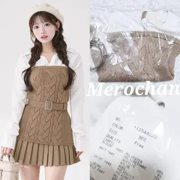 다리치 셔츠 도킹 플리츠 니트 미니 원피스