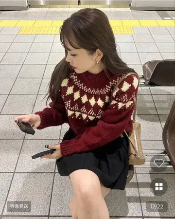 nugu 라운드넥 자카드 니트