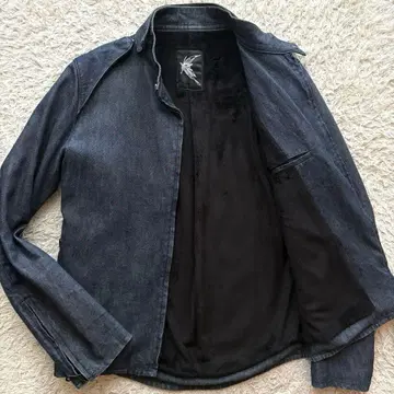 와시 혼합 kiryuyrik 데님 라이더스 더블 지퍼 보아 안감 네이비