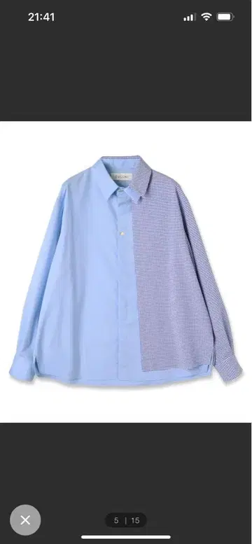 CULN1 블루 체크 무늬 긴팔 셔츠 사이즈 2