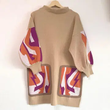 새상품 SUPER LADY 면 니트 튜닉 베이지 야마모토 간사이