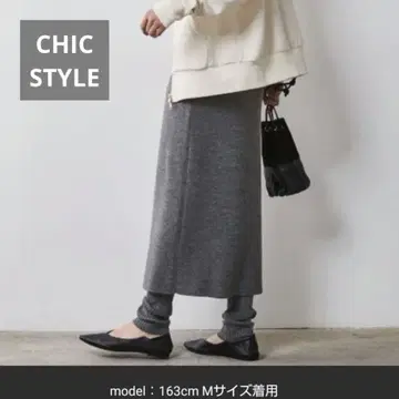 CHIC STYLE 시크 스타일 레깅스 포함 니트 타이트 스커트 그레이