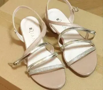 DIANA 샌들 더블 스트랩 핑크 베이지 실버