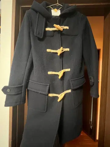 aquagirl 블랙 후드 부착 더플 코트