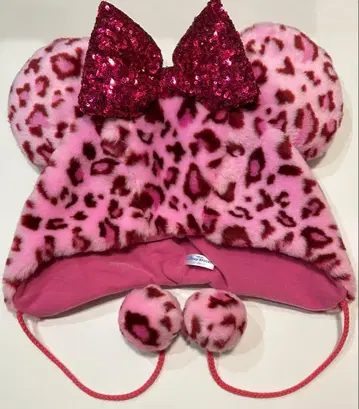 디즈니 팬캡 핑크 표범 무늬 미니