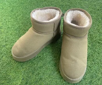 통굽 속기모 어그 부츠 숏부츠 스노우 부츠 카키 카멜