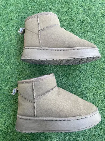 통굽 속기모 어그 부츠 숏부츠 스노우 부츠 카키 카멜