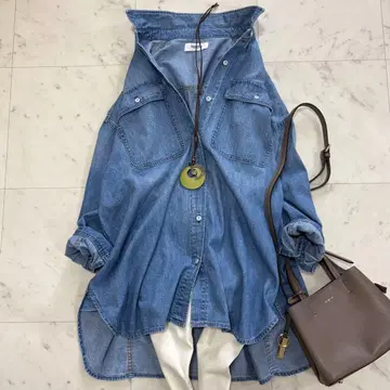 새상품급 헬시 데님 아몬드 데님 셔츠 오버 실루엣 넉넉한