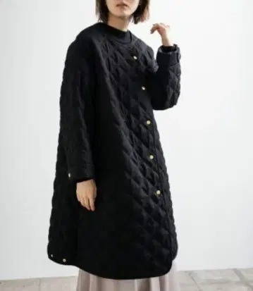 LEPSIM 퀼팅 롱 코트 블랙