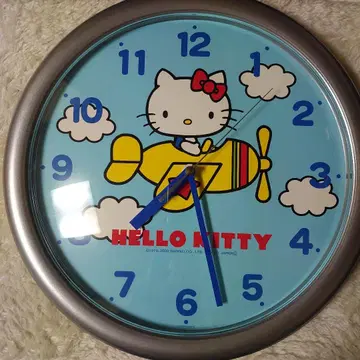 미사용 새상품 초레어 헬로키티 벽시계 CITIZEN 비행기 레트로