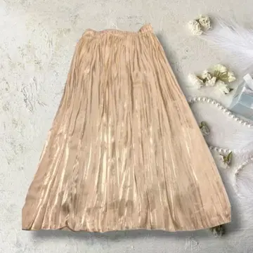 원웨이 one way 플리츠 스커트 베이지 쉬폰 M