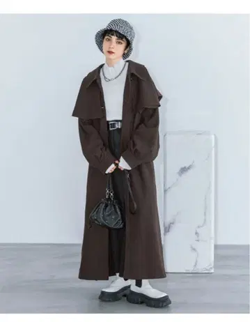 케이프 포함 볼륨 코트 PAGEBOY 페이지 보이 브라운