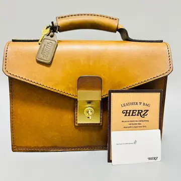 HERZ 헤르츠 천연 가죽 백 핸드백 가죽 플랩 브라운