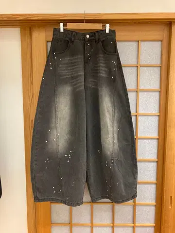 elev 블랙 디자인 와이드 팬츠