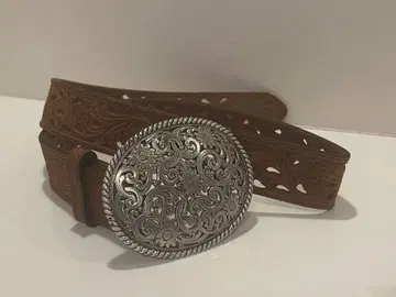 가격 인하 협상 가능! Tony Lama 웨스턴 벨트 브라운 가죽 32