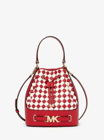 MK 마이클코어스 레드 화이트 체크 버킷 백