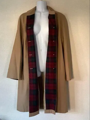 베이지 트렌치코트 타탄 체크