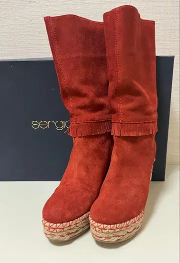 [ 새상품급 ] Sergio Rossi 스웨이드 프린지 롱 부츠 37