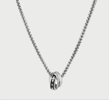 실버 이중 반지 펜던트 목걸이