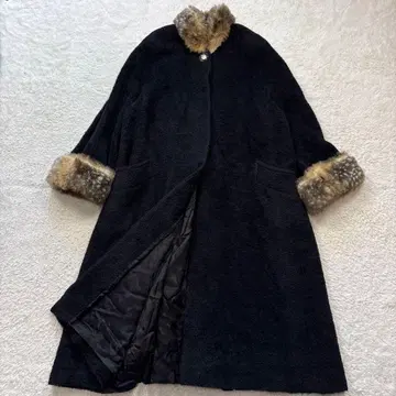 이타리야 이탈리아 알파카 울 롱 코트 레오파드 퍼 11호 블랙