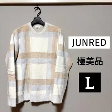 JUNRED 스웨터 샤기 체크 루즈 니트 준레드 L 사이즈