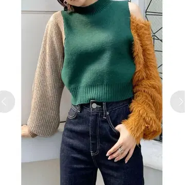 MURUA 컬러 블록 샤기 니트