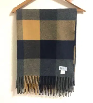 존스톤즈 캐시미어 대형 스톨 블록 체크 일본 별주