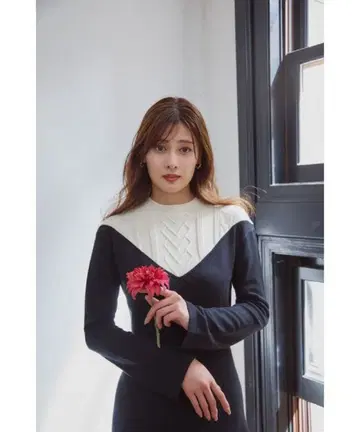 herlipto Two-Tone Cable Knit Dress