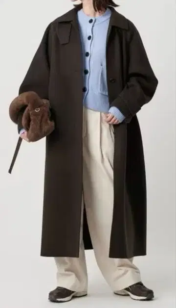 리버스 텐 칼라 롱 코트 브라운 S 사이즈