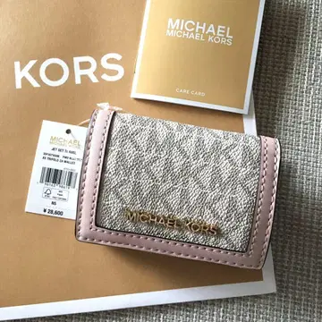 새상품 MICHEAL KORS 마이클코어스 3단 폴더형 지갑 화이트 핑크
