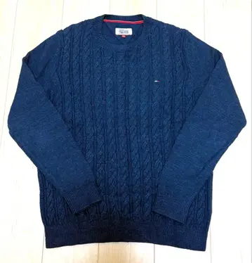 타미힐피거 네이비 케이블 짜임 니트 L