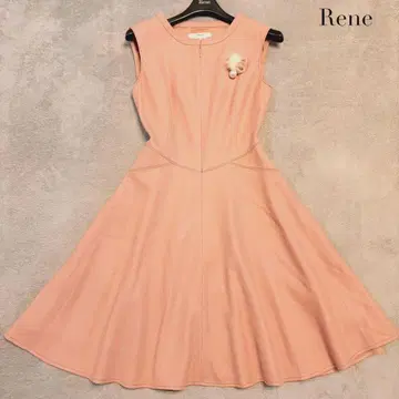 르네 원피스 프론트 지퍼 슬리브리스 울 플레어 핑크