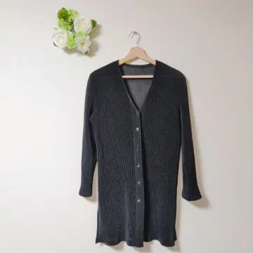 사유있음 릴리안 뷰티 다크 그레이 긴팔 가디건 V넥 [ L ]
