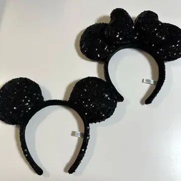 미키 & 미니 스팽글 머리띠 블랙