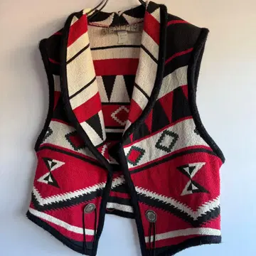 80-90년대 USA 텍사스산 네이비 콘초 버튼 치마요 베스트