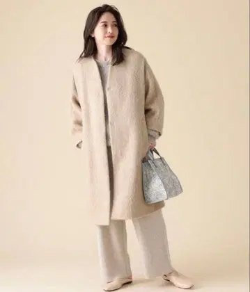 Demi-Luxe BEAMS 샤기 노카라 코트