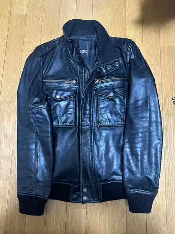 AVIREX VARSITY 블랙 가죽 자켓 L