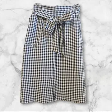 MISCH MASCH 미슈마슈 체크 무늬 타이트 스커트 허리 리본 M