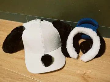 스누피 강아지 귀 캡과 헤드밴드 세트