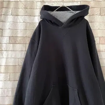 러셀 후드티 풀오버 자수 와펜 속기모 블랙 L