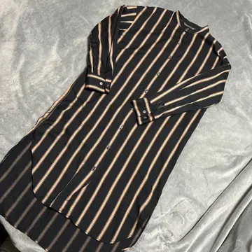 미즈이로 인드 스트라이프 셔츠 원피스 코튼 100