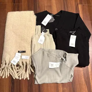 아즈르 묶음 판매 가디건 스웨터 머플러